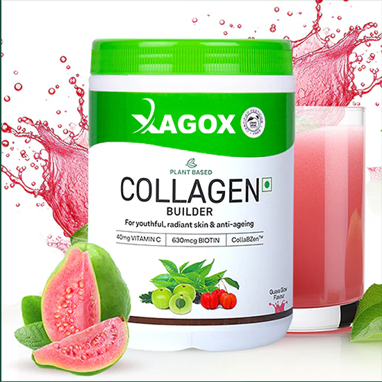 Xagox® Vegan Collagen With Biotin & Vitamin C | Clinically Proven CollabZen for Skin Radiance & Hydration - Guava glow, 200 g