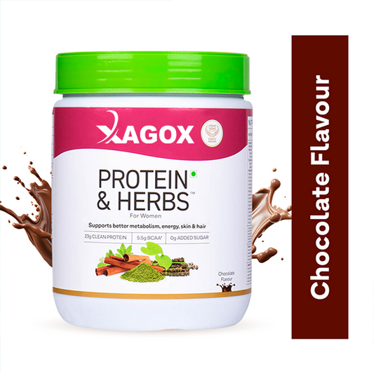 Xagox® Protein & Herbs for Women I Manage Weight, Energy & Metabolism I Clean Protein, Shatavari, Cinnamon - Chocolate, 1 lbs (453 g)